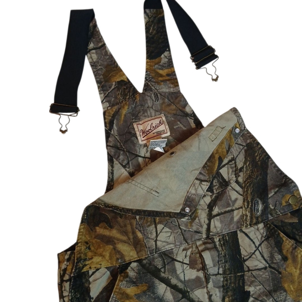 Woolrich Bib Overalls‎ Mens M Camo Outdoor Guide Realtree Hardwoods Hunting